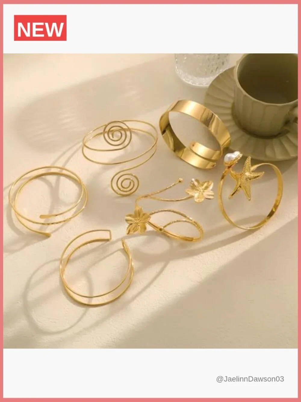 6 Piece Gold Cuff Bracelet Set, Boho Upper Arm Bangle Stackable Jewelry